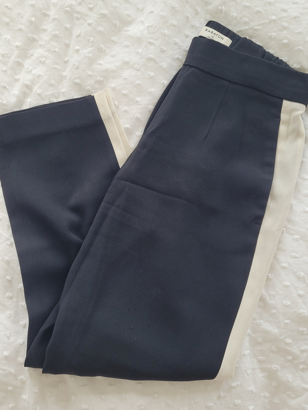 Babaton Black & Cream Side-Stripe Wide-Leg Pants